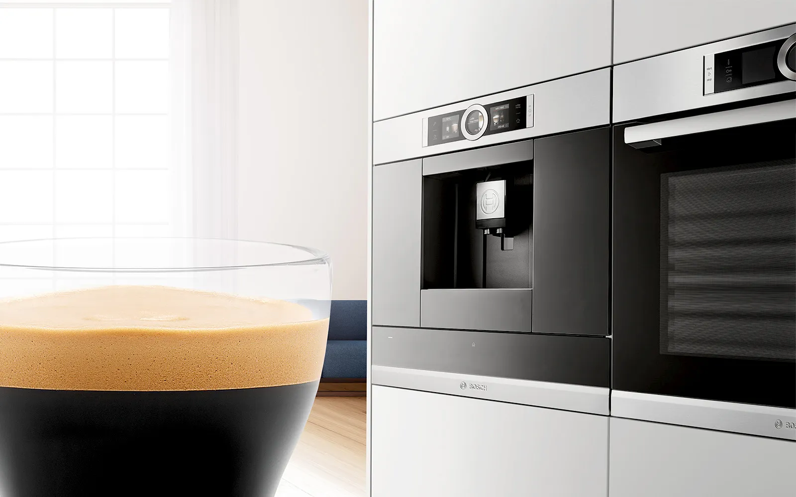 Küchengeräte, Kaffeebecher, modernes Design, minimalistischer Stil, schwarz und weiß.