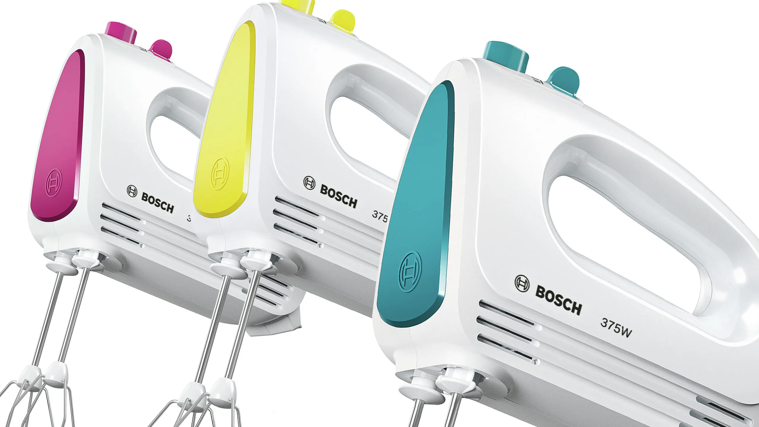 Цветни миксери Bosch с прикачени приставки