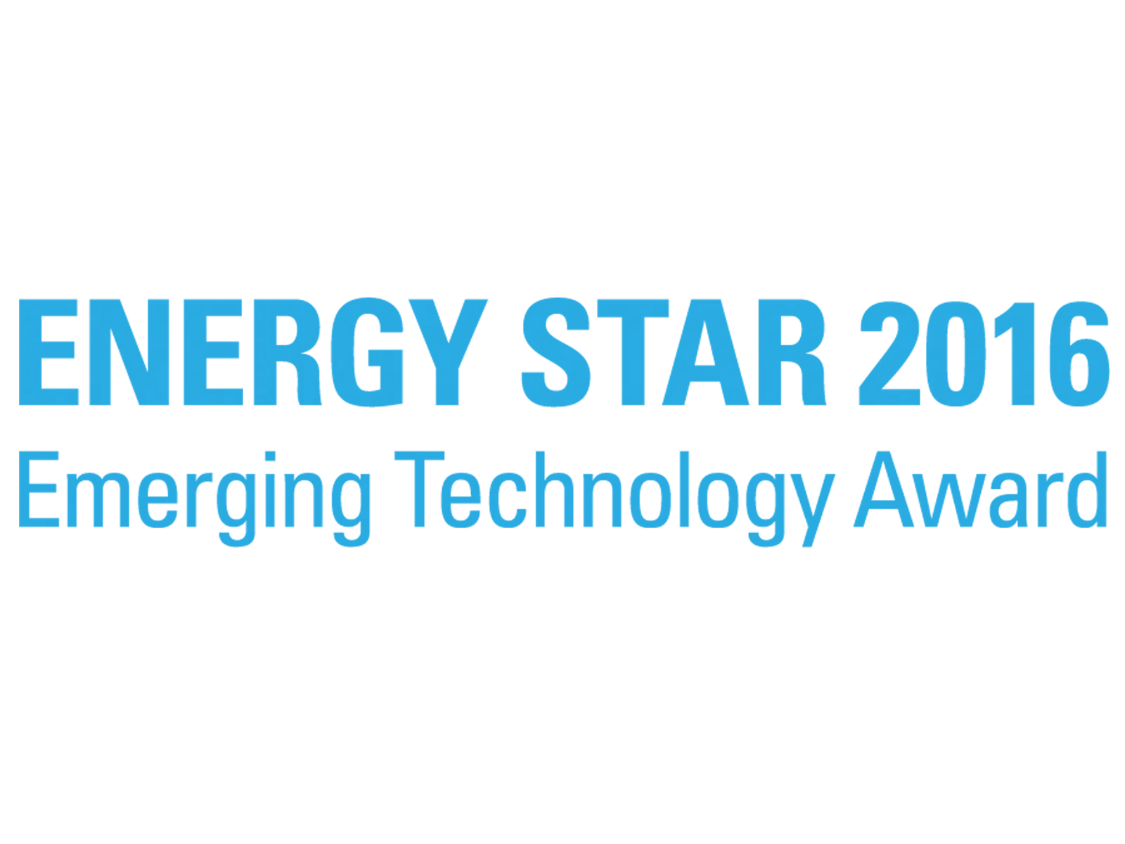 Blue Energy Star 2016 Emerging Technology Award text on a white background.
