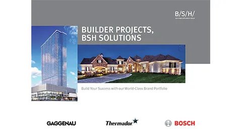 BSH Solutions brochure featuring images of a skyscraper and residential homes.