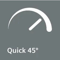 Speedometer gauge showing "Quick 45" on a gray background.