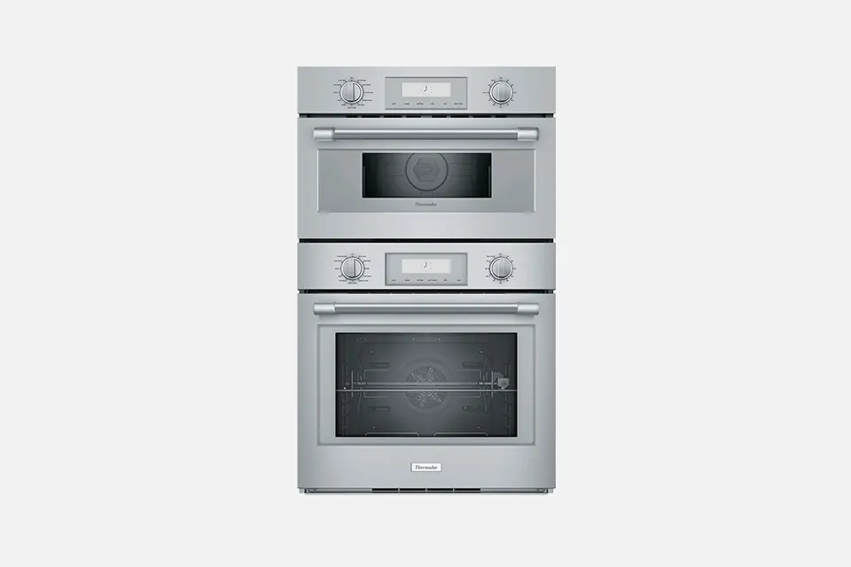 alt-Stainless steel double wall oven with convection and digital controls.