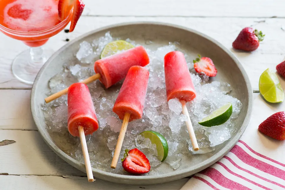 Strawberry margarita pops