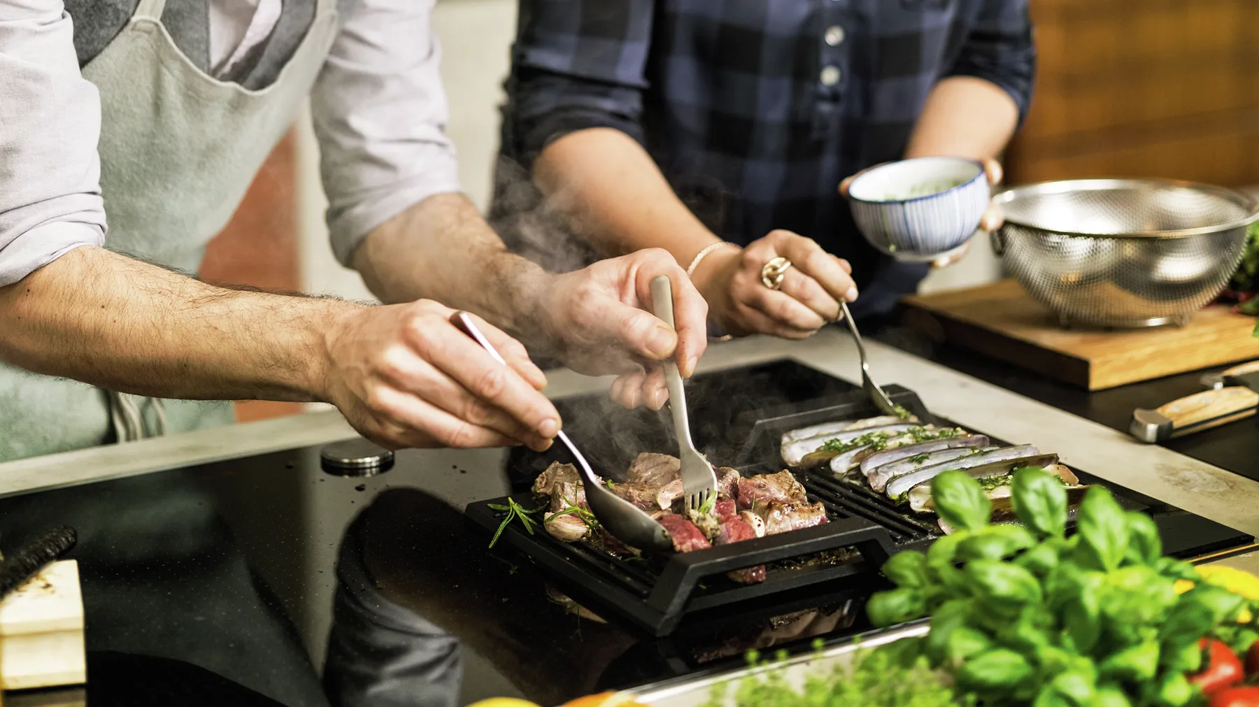 Schritt 2 - Fleisch in Grillplatte grillen