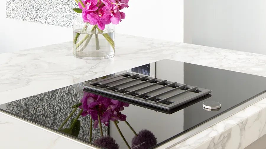 cooktop and rangehood in one appliance.