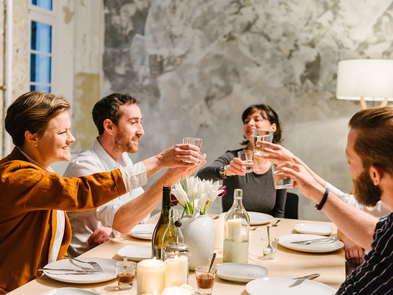 Group of people toasting