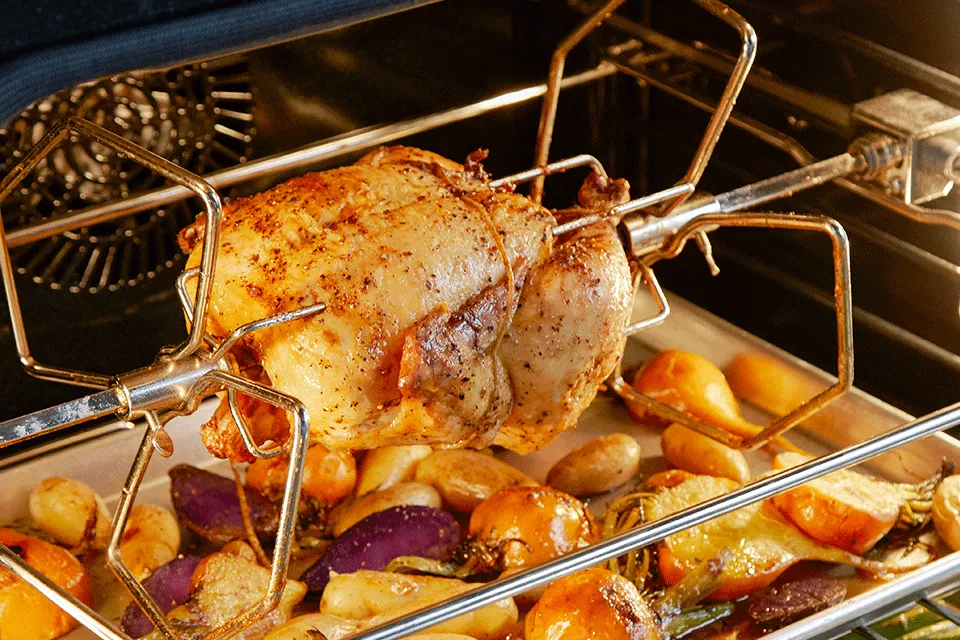 Thermador double oven with rotisserie