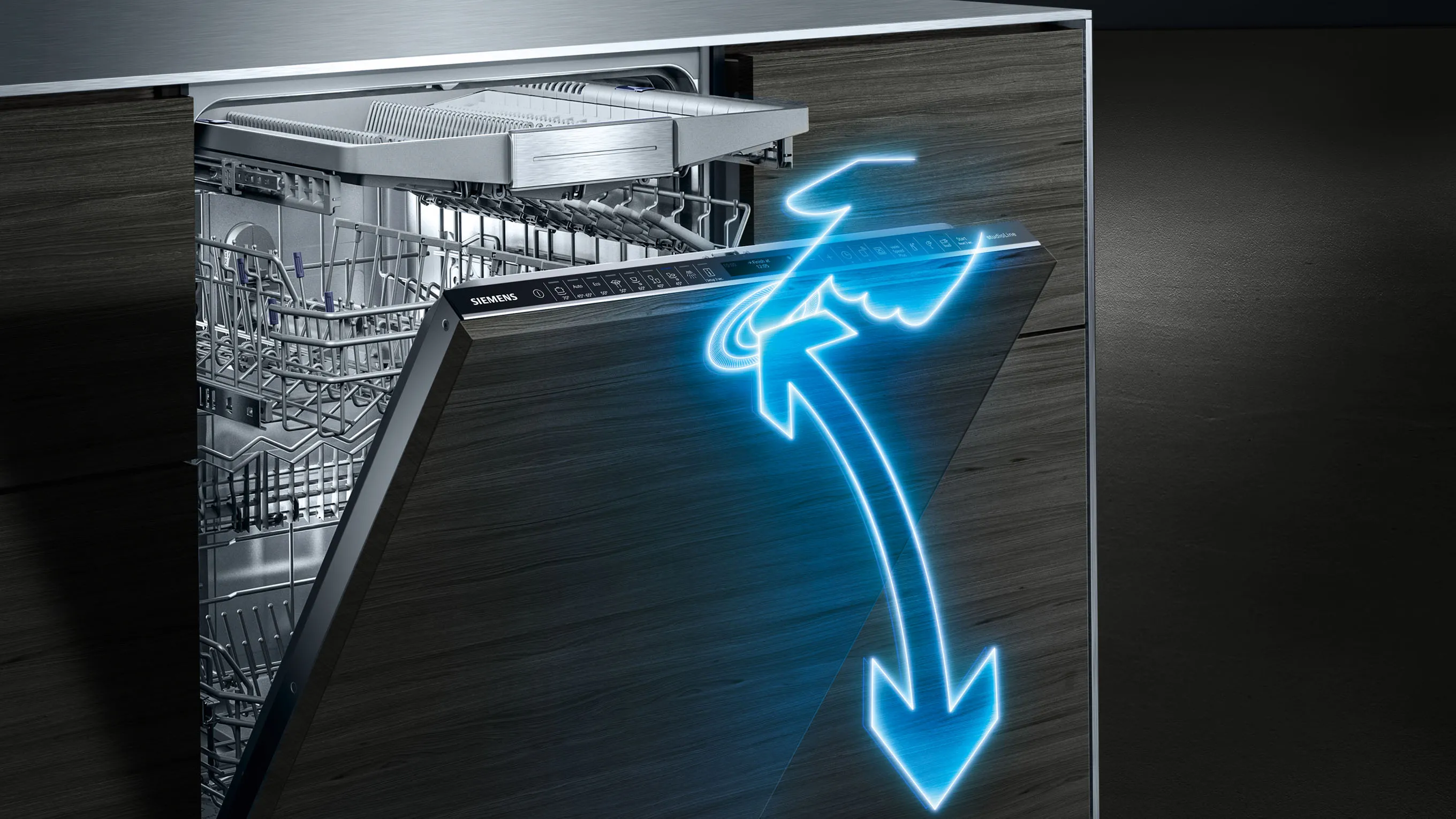 Open dishwaher 