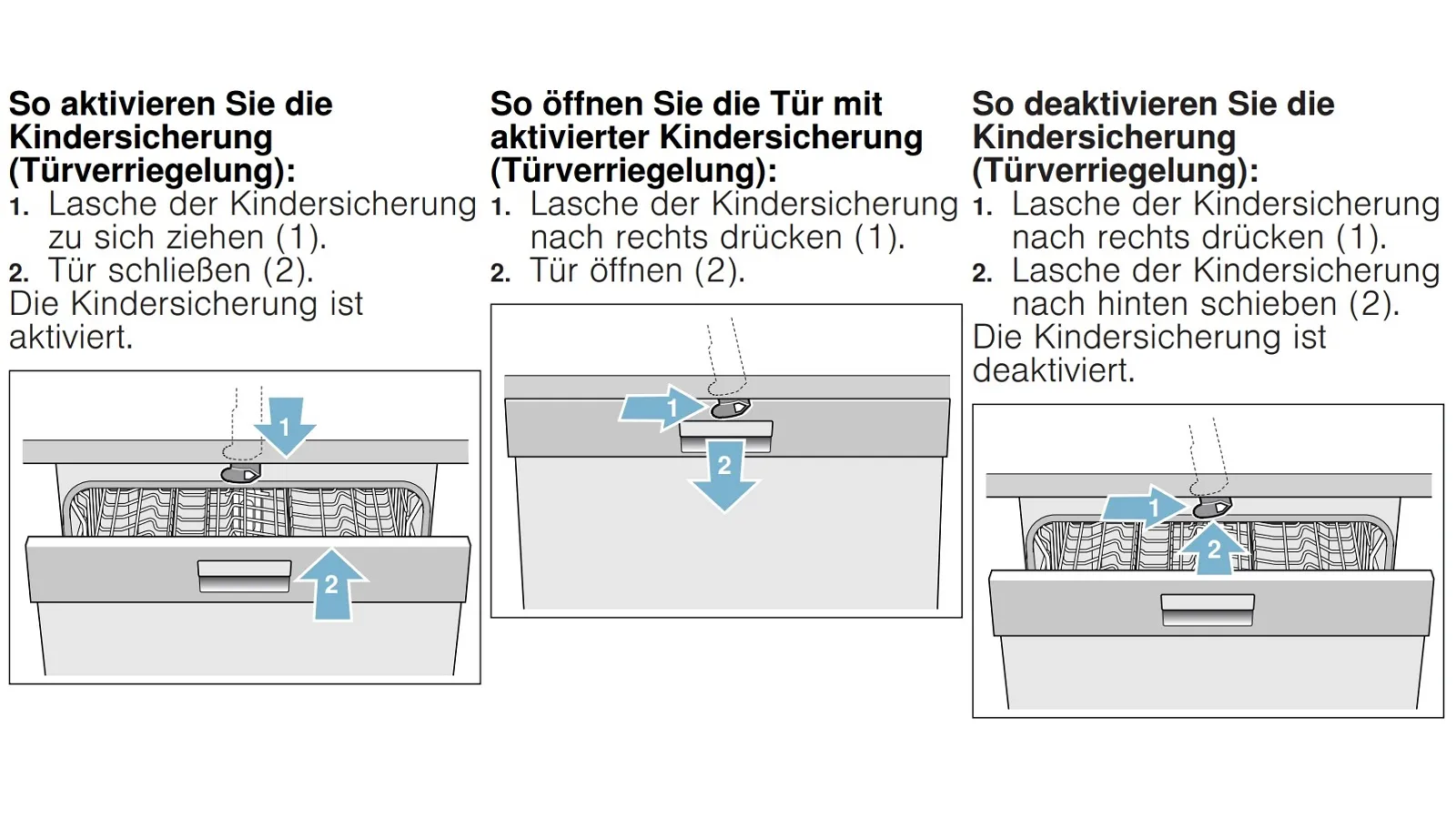 NEFF Kindersicherung bei Geschirrspülern mit Türverriegelung