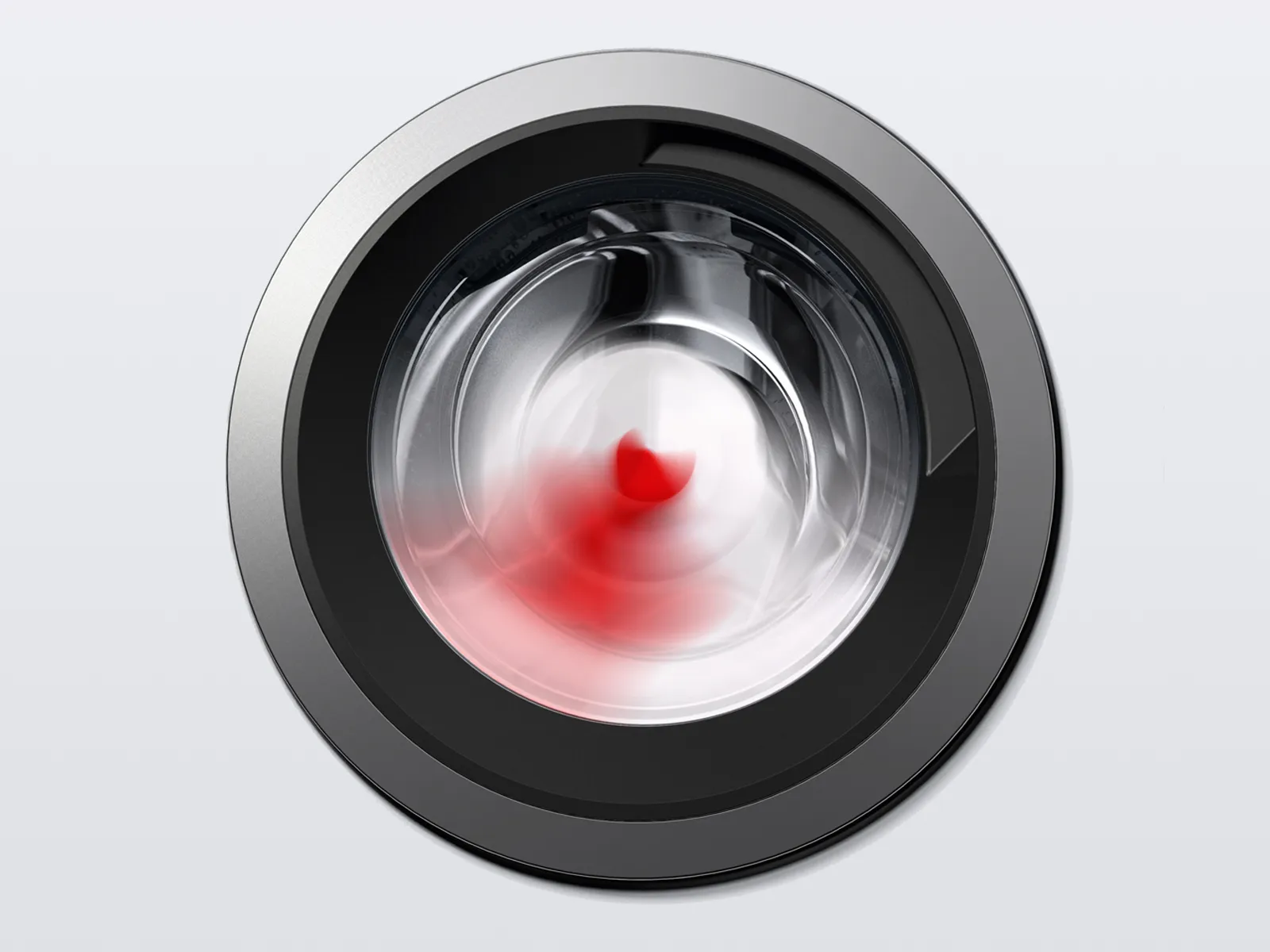 Red sock in White laundry on spin