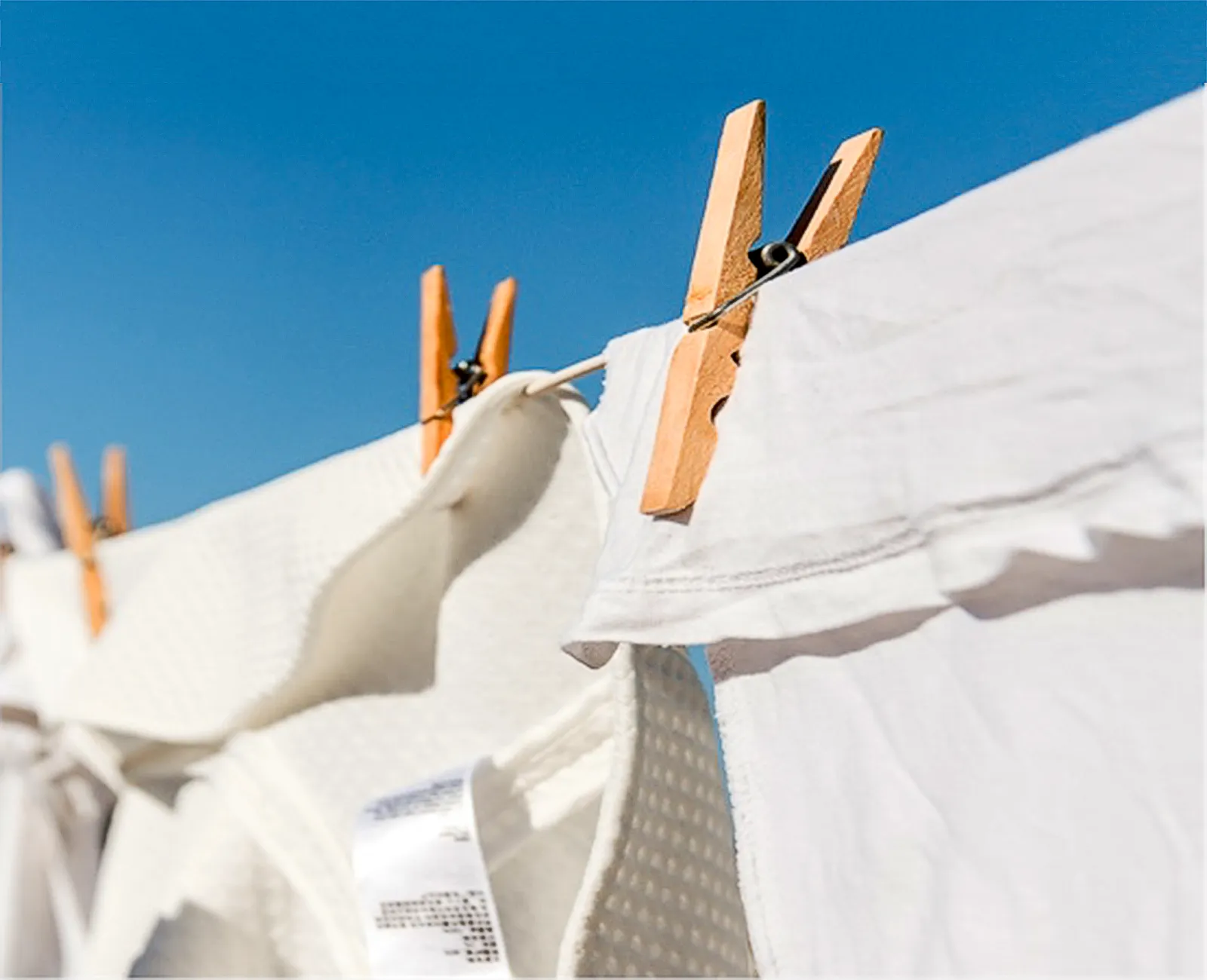washing on pegged out on a washing line to dry