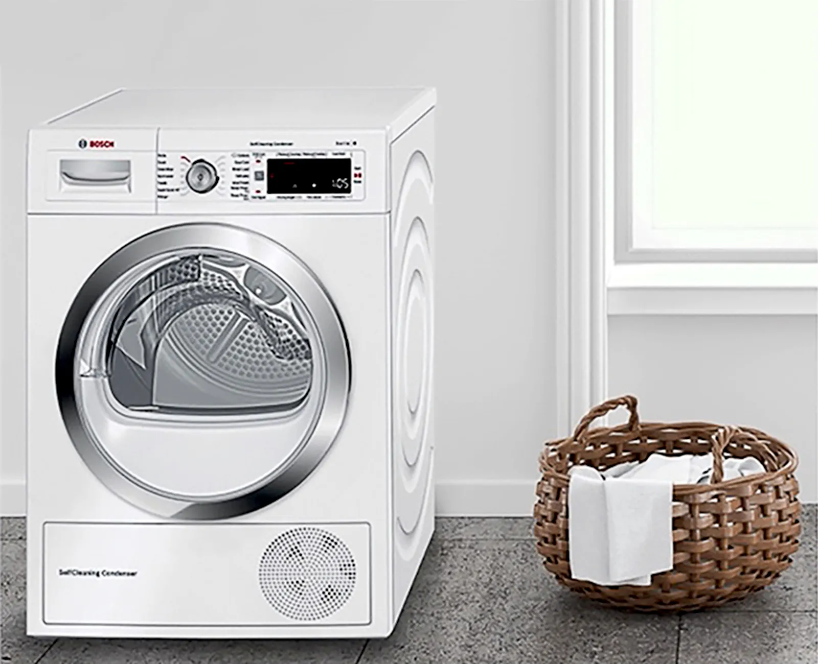 tumble dryer with a laundry basket