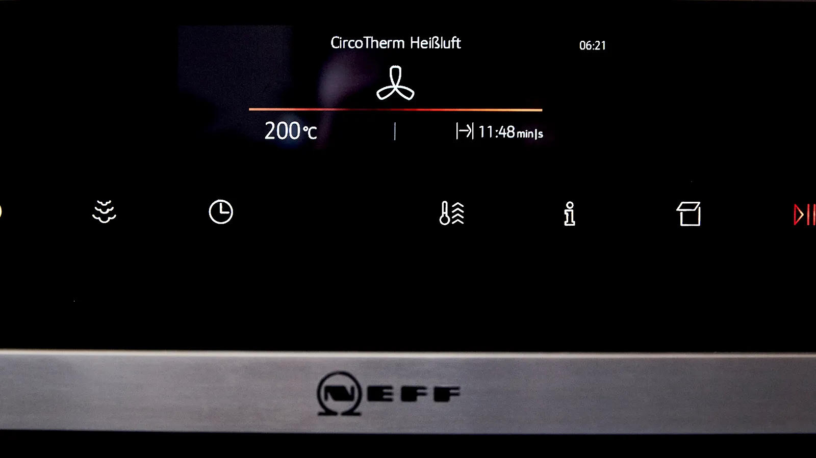 Close up of oven display with circotherm function