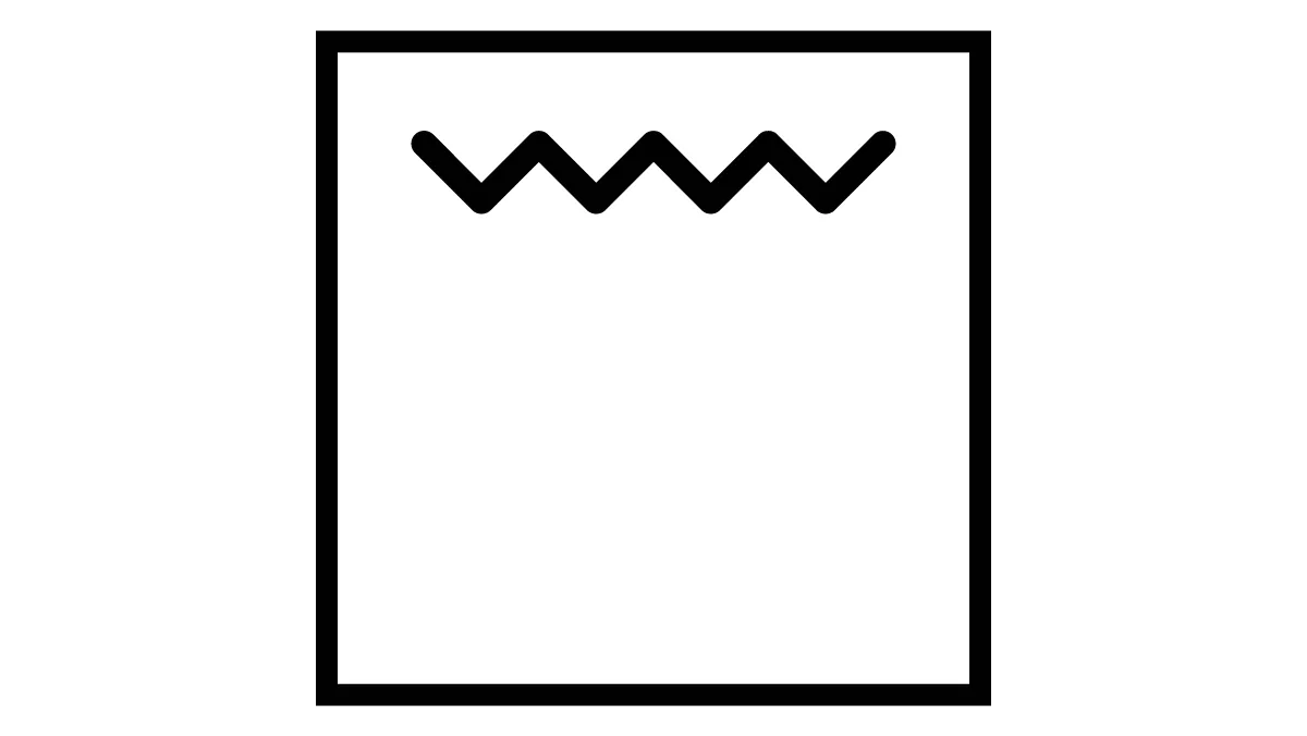 Schwarzer quadratischer Rahmen mit einem welligen Linienmuster innen.