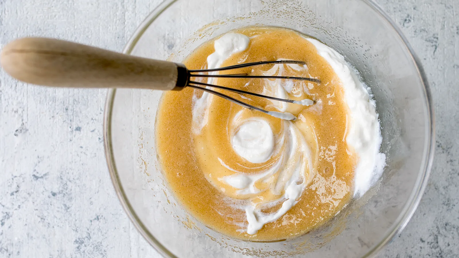 Ingredients being whisked in bowl