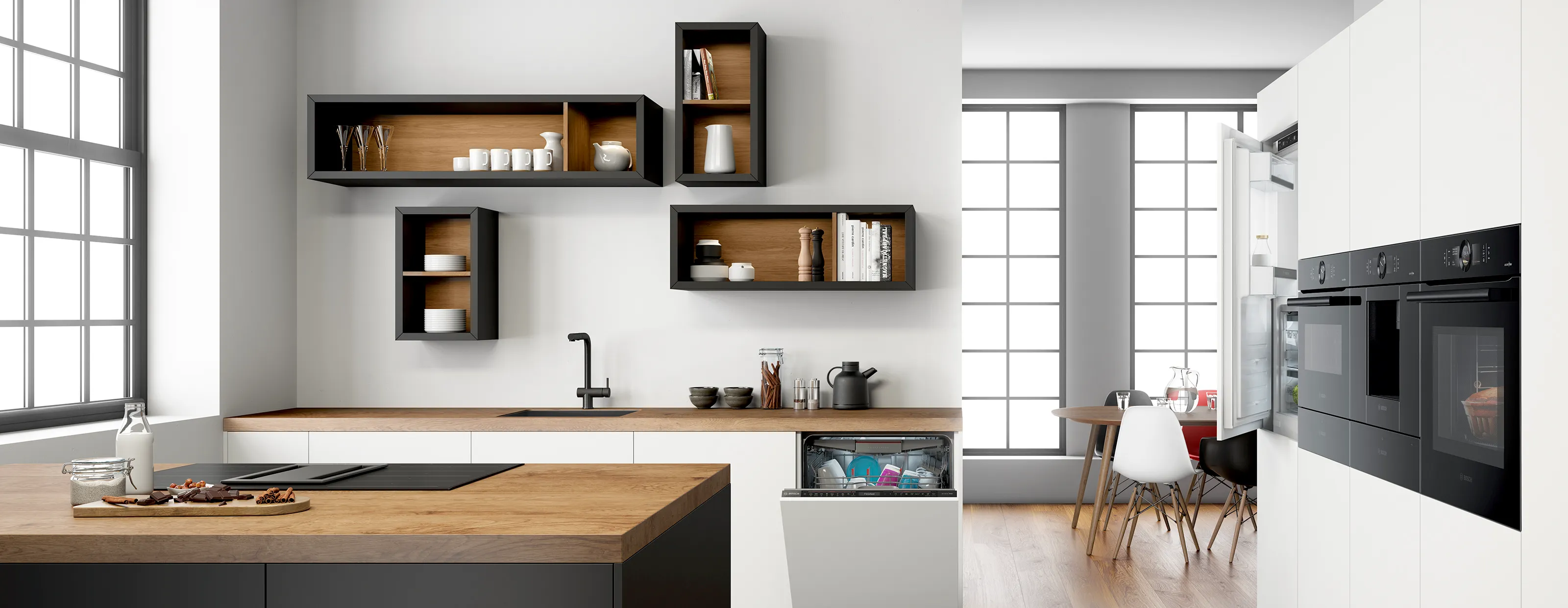 Moderna kuhinja z Bosch accent line aparati.