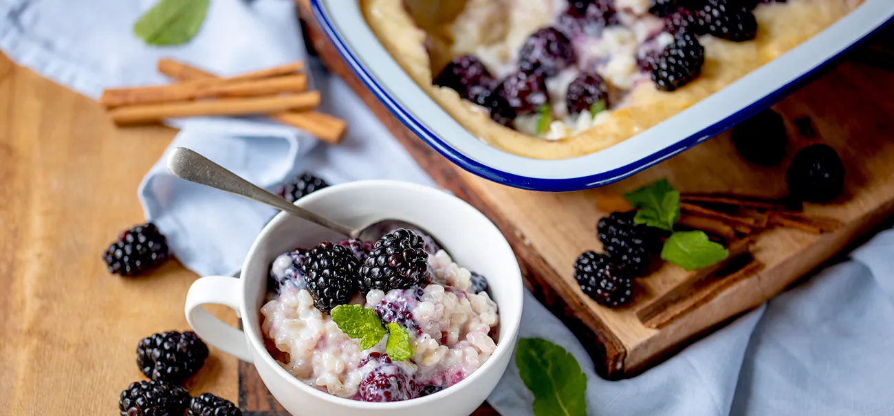 Baked Blackberry Rice Pudding