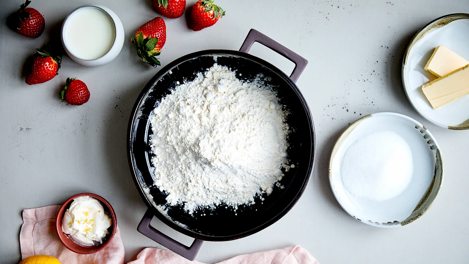 mixing dry ingredients in pan
