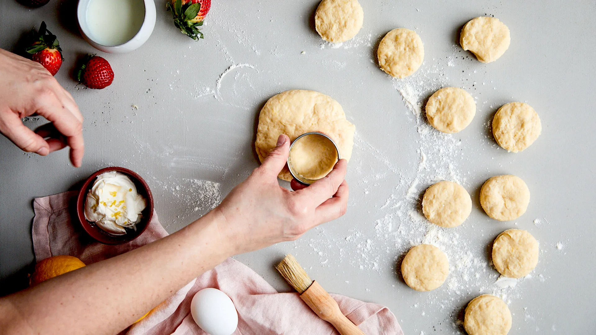 Dough cut into shapes