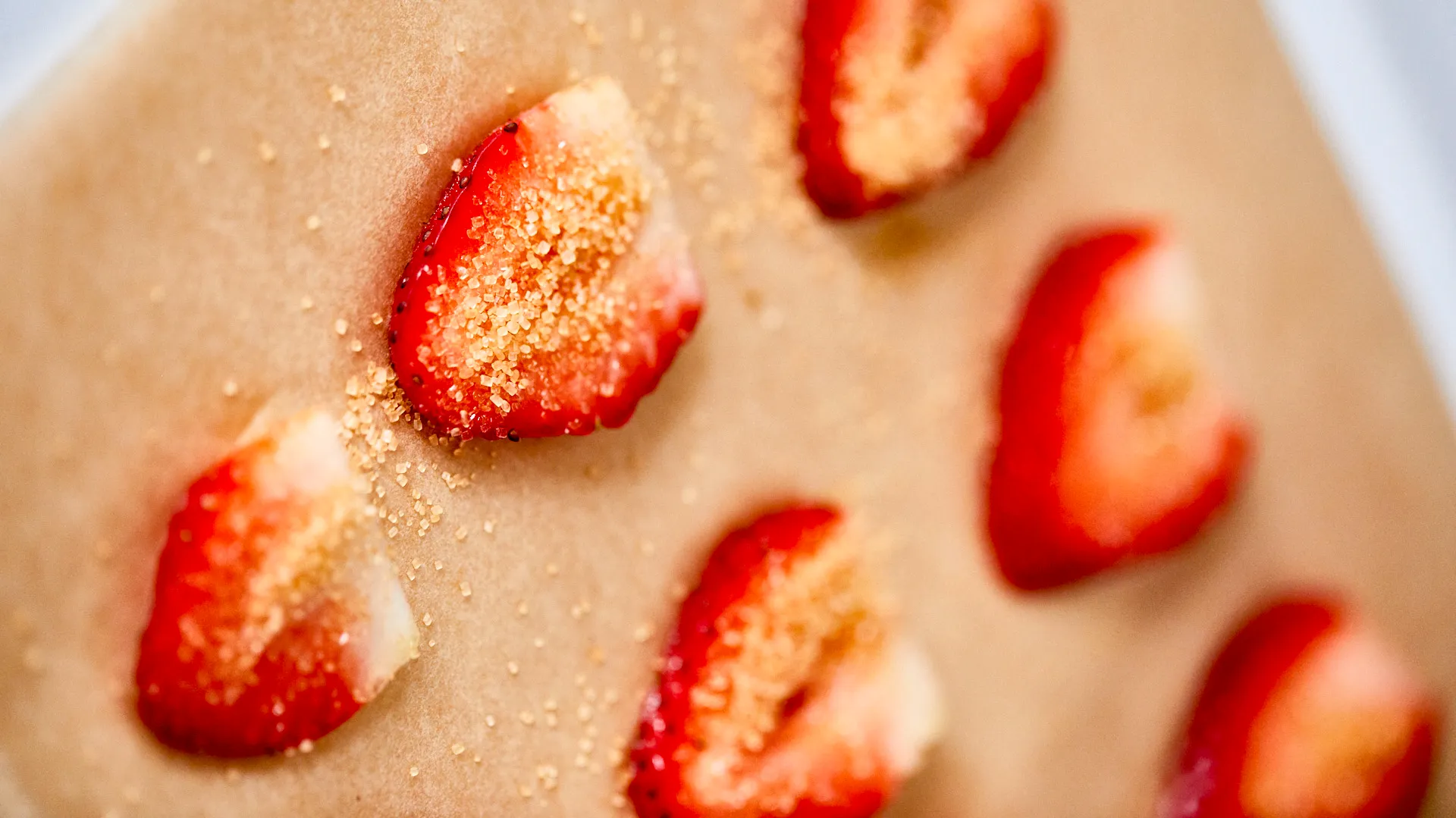 Close up of strawberries in dough