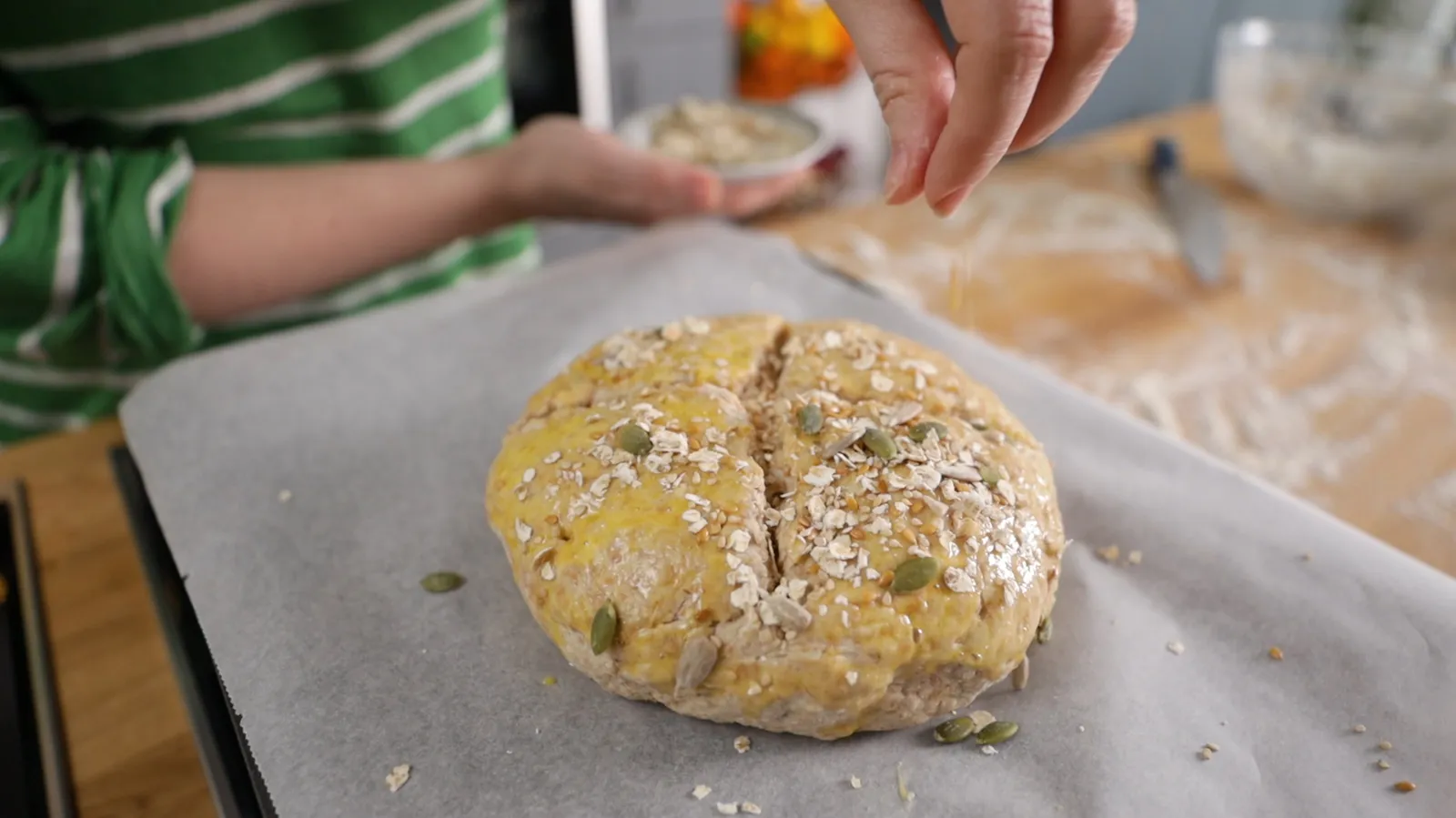 Dough left to prove on tray