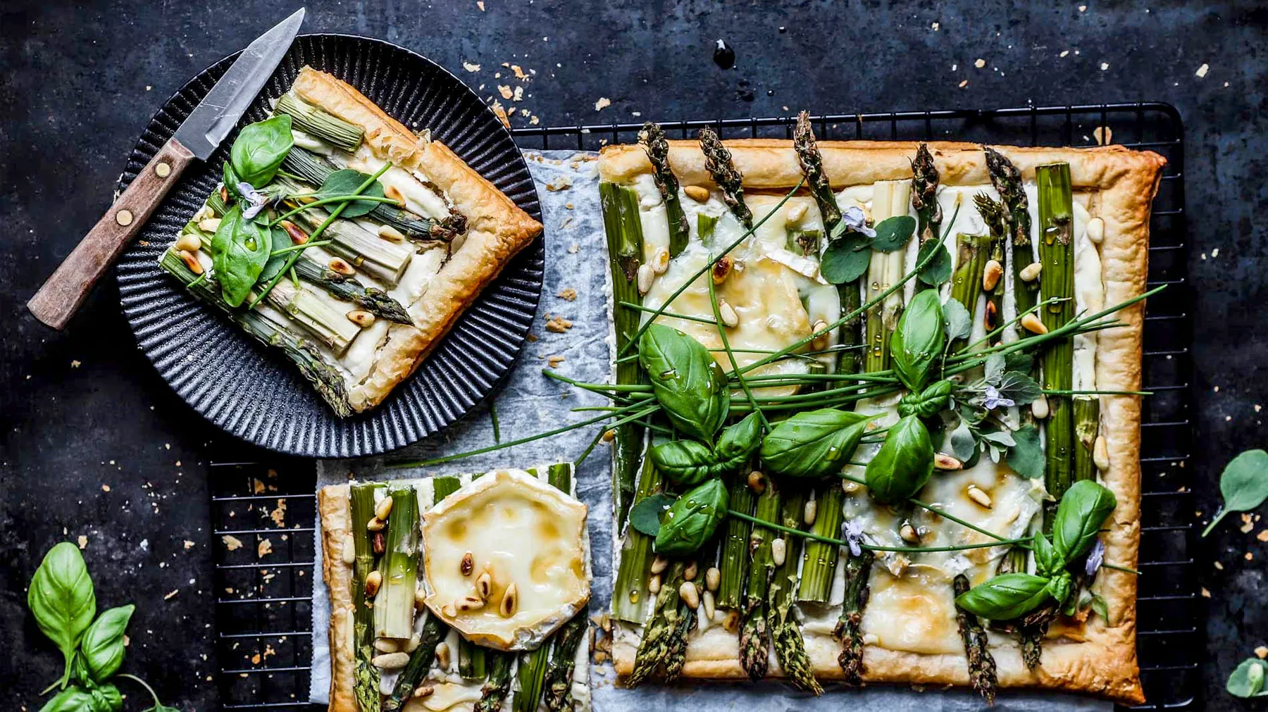 Asparagus Tart with Goats Cheese, Honey and Spring Herbs