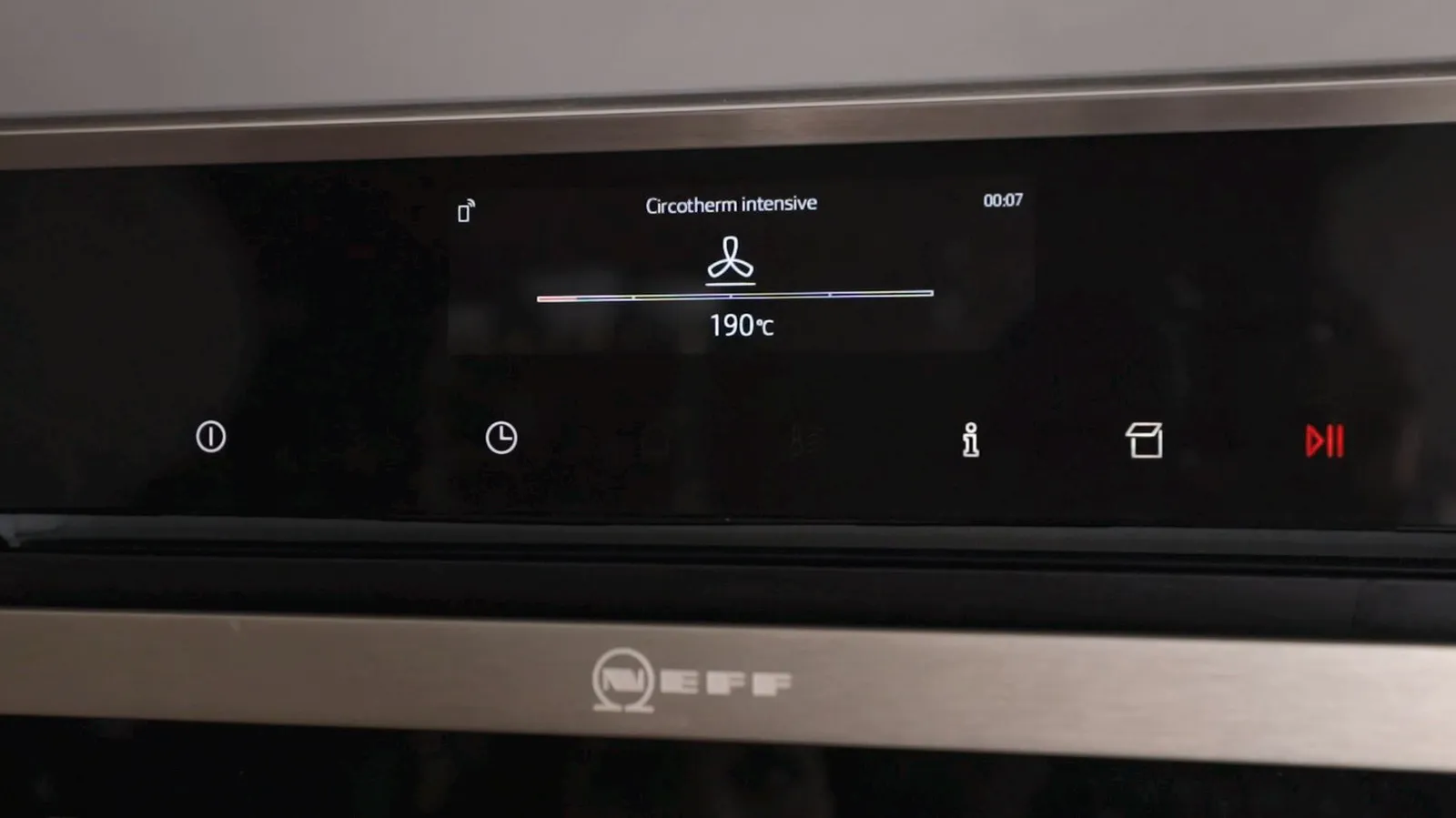 Close up of oven display showing Circotherm setting