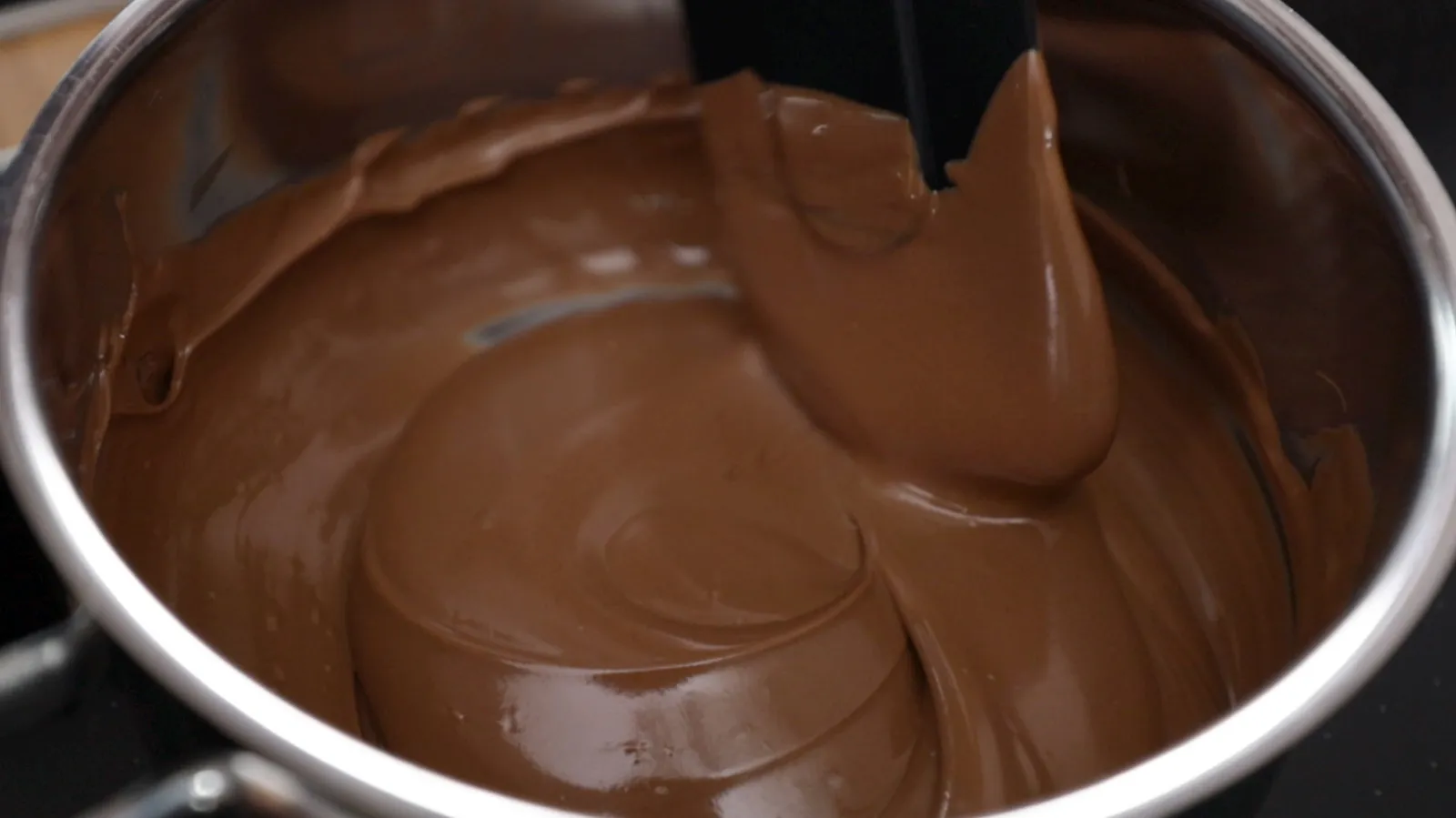 Melted chocolate in pan