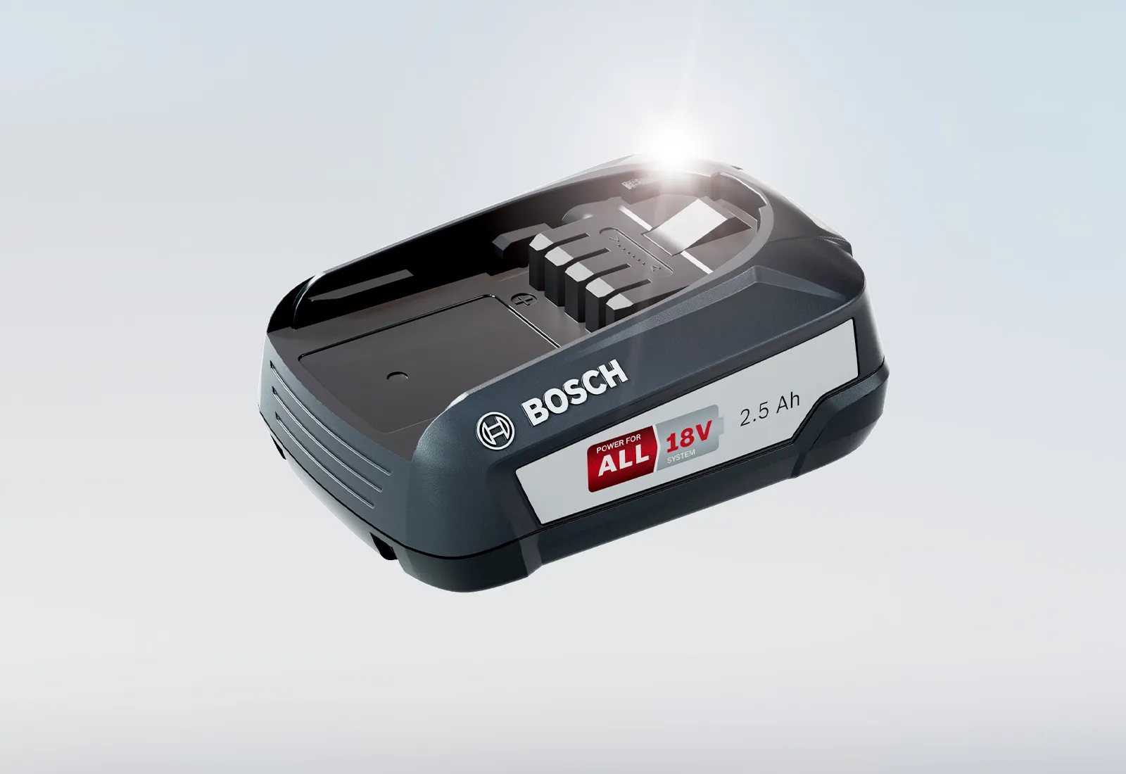 Bosch 18V 2,5Ah pachet baterie litiu-ion cu indicator LED și branding instrument de putere.