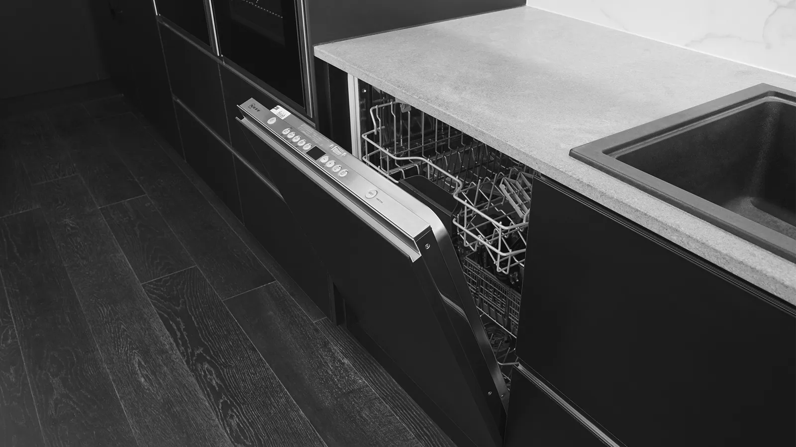Two Integrated dishwashers.