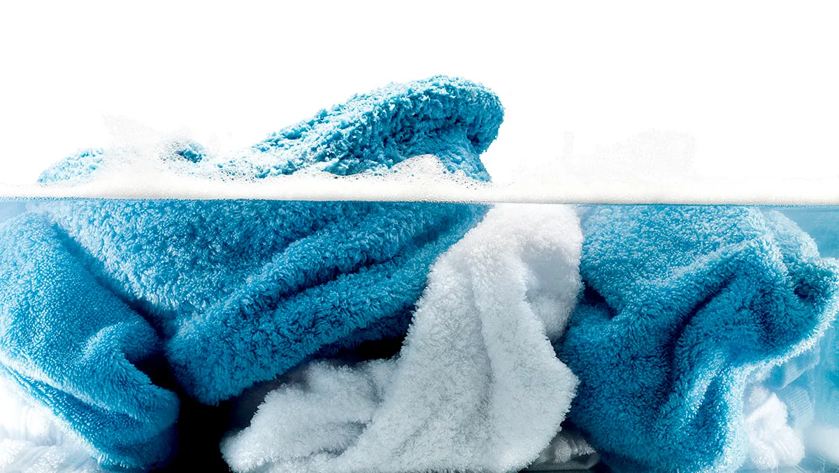 Cross section view of towels soaked in water