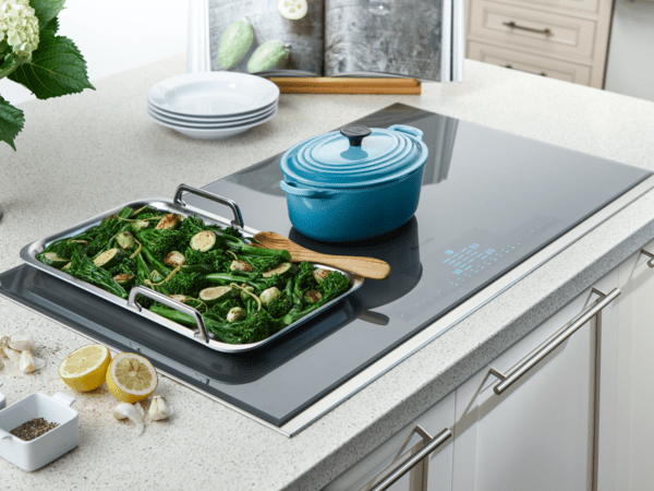 Thermador Liberty Induction Cooktop with Brocollini on sheet pan