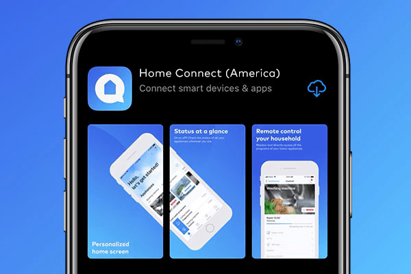 The illustration symbolises the download of the Home Connect app.