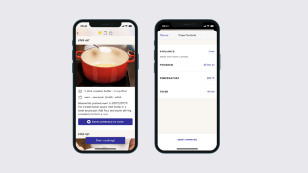 Send your oven settings directly from the recipe in the Kitchen Stories app