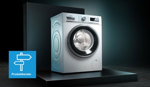 Schildsymbol und  Waschmaschine stehen f&uuml;r den Waschmaschinen Produktberater