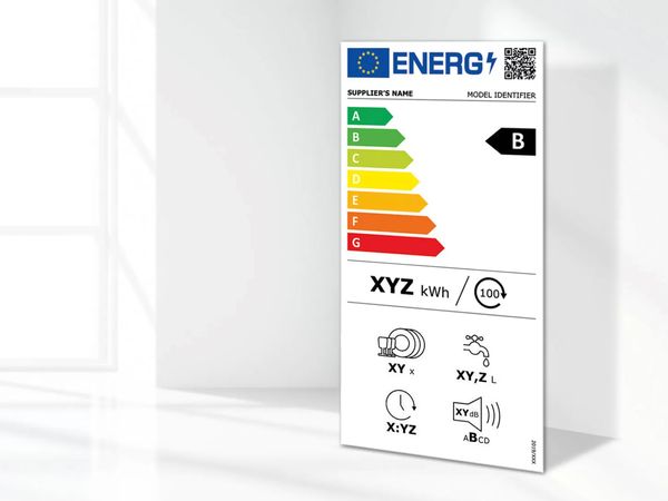 Das neu bemessene EU-Energielabel f&uuml;r Ger&auml;te zeigt die Energieeffizienzklasse&nbsp;B.&nbsp;