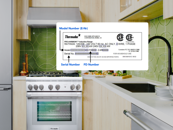 Model number sticker with range appliance