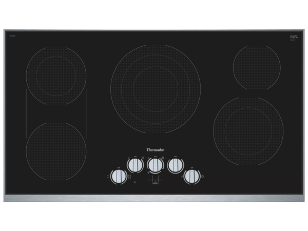 Thermador 36 inch electric cooktop with touch control panel CEM366TB