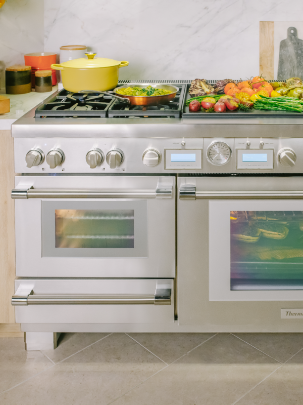 thermador dual fuel range with electric steam oven and double griddle