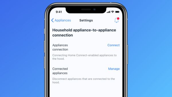Home Connect app with hob-hood control