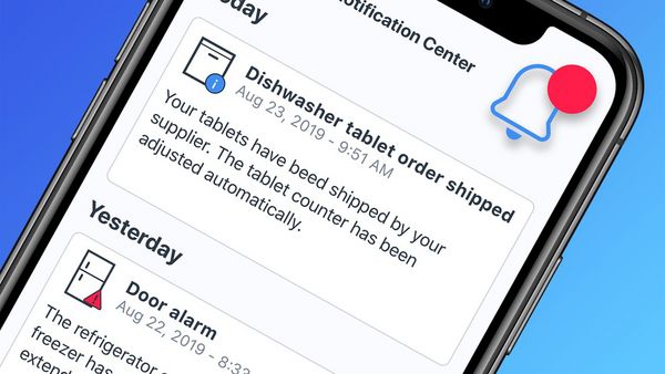 Dishwasher talet order shipped notification in HC app