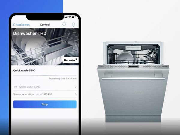 Lave-vaisselle Thermador avec Home Connect et détails de l'application