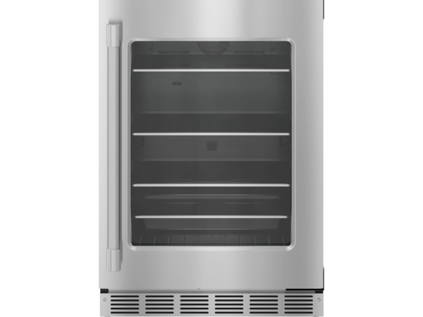 Réfrigérateur de 24 pouces avec porte en verre avec charnière de porte à droite et poignée de la collection Professional en acier inoxydable