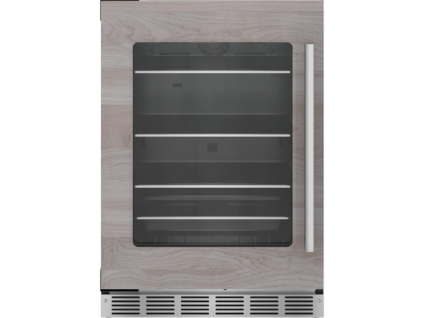 Réfrigérateur de 24 pouces avec porte en verre prêt pour panneau personnalisé avec charnière de porte à gauche