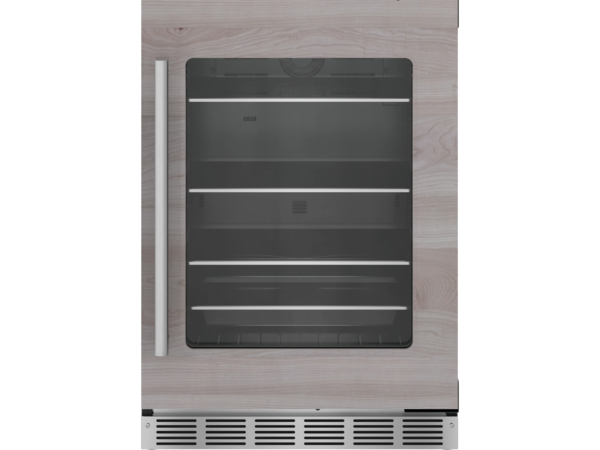Réfrigérateur de 24 pouces avec porte en verre prêt pour panneau personnalisé avec charnière de porte à droite
