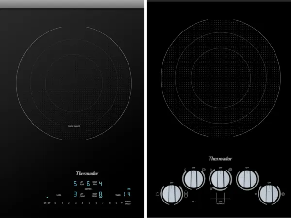 Thermador electric cooktop comparison between touch and knob controls