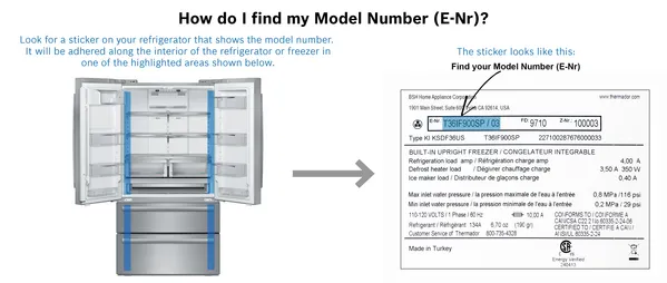 How do i find my model number on refrigeration