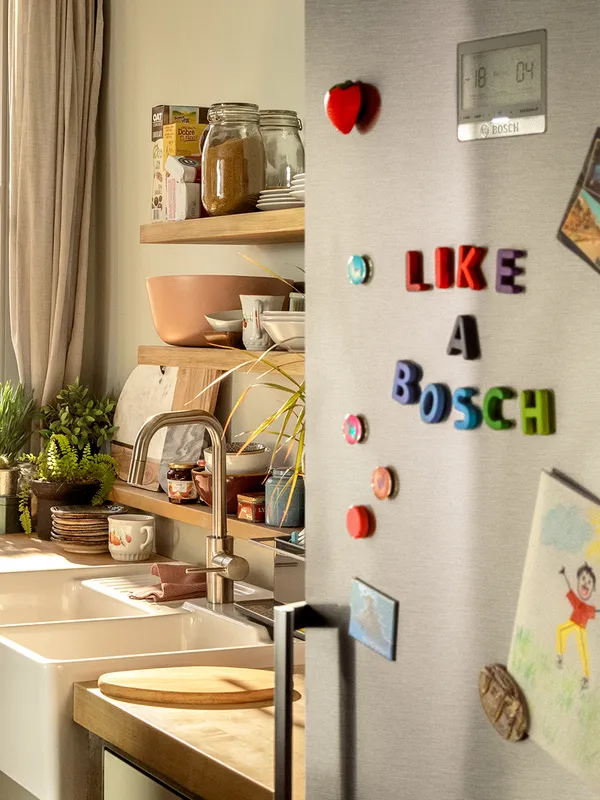 Fridge door with magnets.