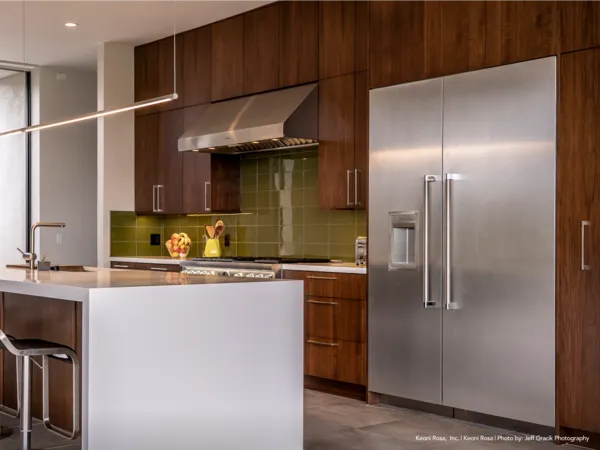 thermador-high-end-Freezer-Columns-brown-cabinet-with-stainless-steel-appliances-kitchen