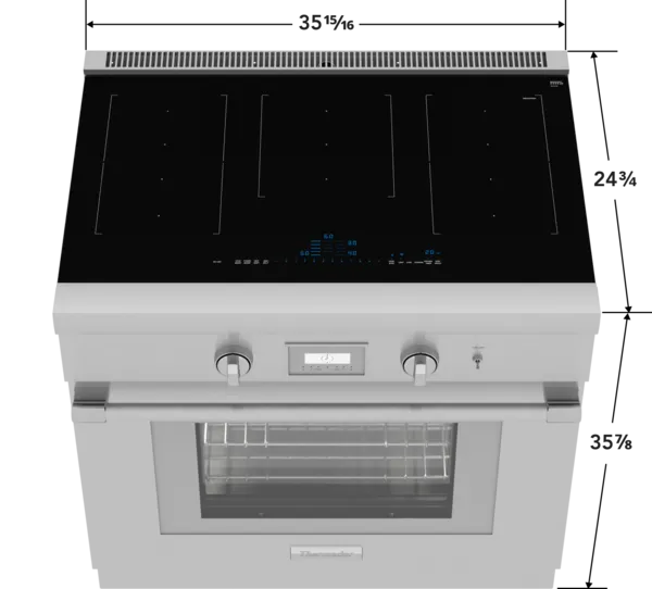 Thermador 36 inch induction range with measurements PRI36LBHU